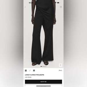Mango Black Wide-Leg Long Flared Trousers